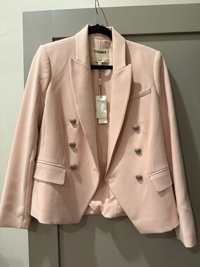 L'AGENCE Double-Breasted Light Blush Pink Blazer